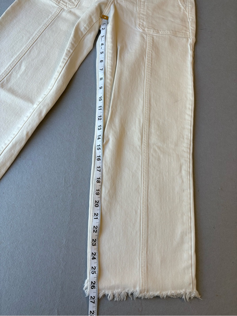 Old Navy High Waisted OG Loose Off-White Wide Leg Stitch-Front Utility Jeans sz8 - Picture 5 of 10